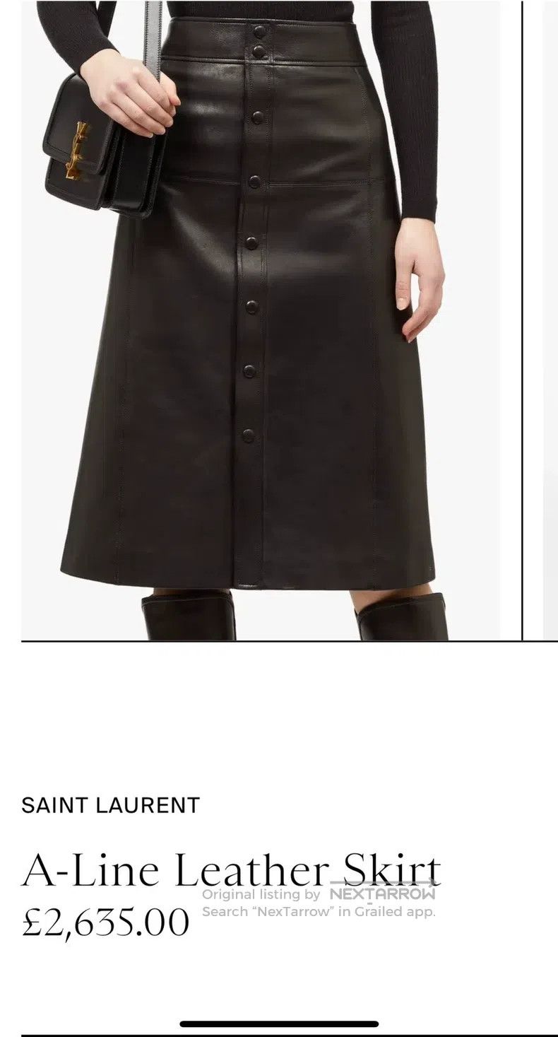 Saint Laurent Paris Saint Laurent Paris size F36 Classic Black A-Line Leather S Size 22" - 2 Thumbnail