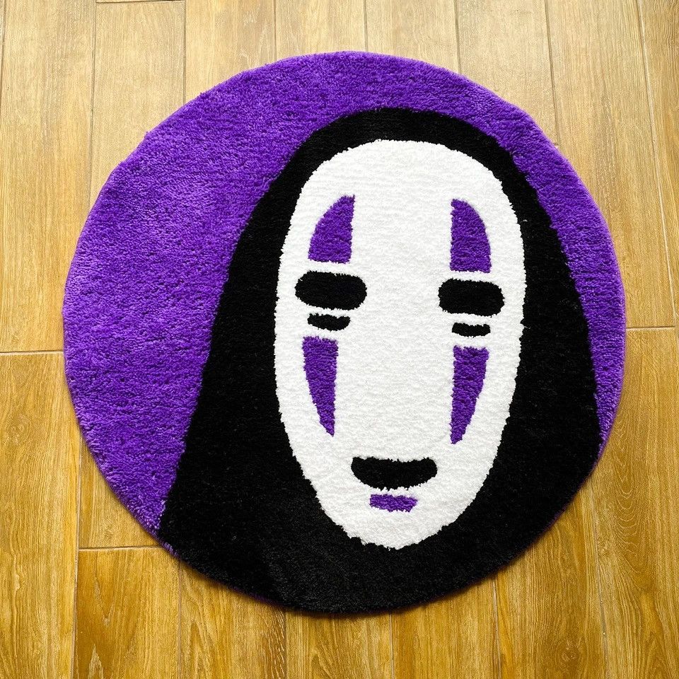 Japanese Brand × Vintage Handmade Tufted Rug Soft Smile Face Carpet 60cm x 60cm Size ONE SIZE - 3 Thumbnail