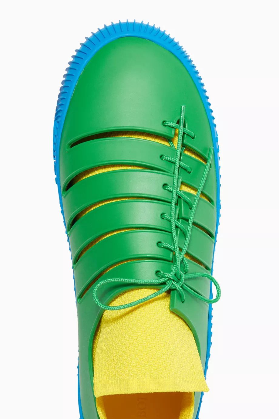 Bottega Veneta o1y0725 Rubber Low-Top Sneakers in Green/Yellow Size US 5 / IT 35 - 4 Thumbnail