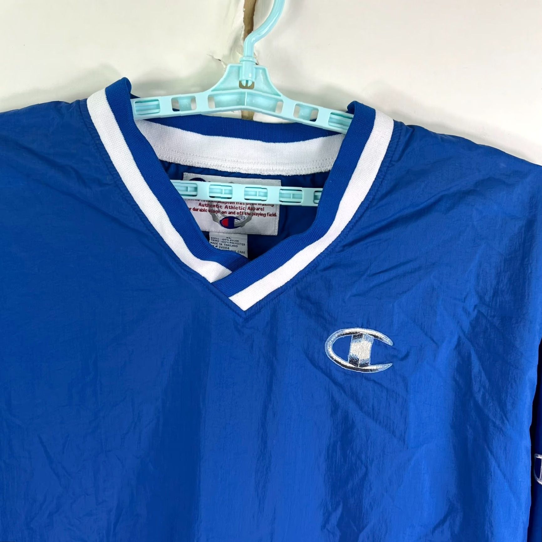 Champion VINTAGE Champion Windbreaker Jacket Mens XL Blue 90s Pullover Microfiber Embroidered Logo Pockets Size US XL / EU 56 / 4 - 4 Thumbnail