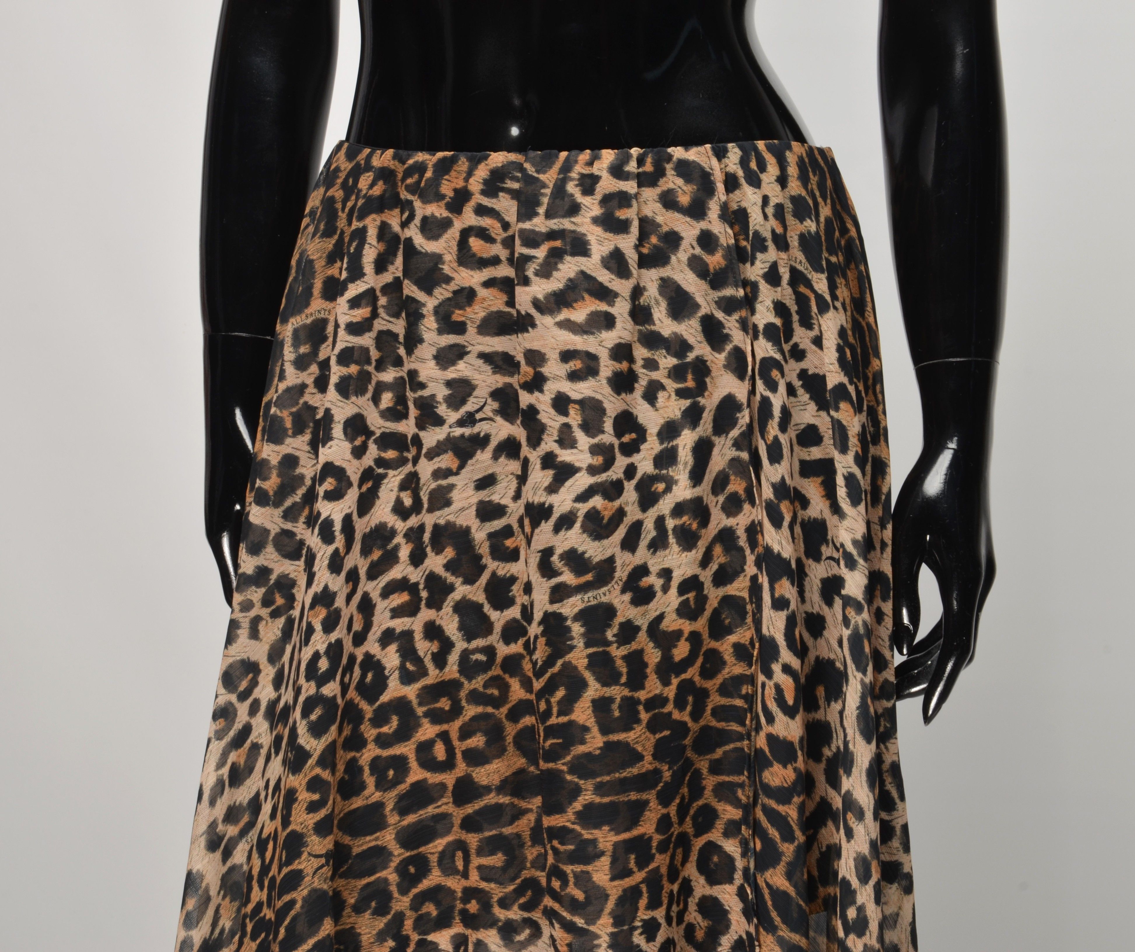 Allsaints Allsaints Leopard High Low Layered Asymmetric Mesh Skirt Size 27" / US 4 / IT 40 - 2 Thumbnail