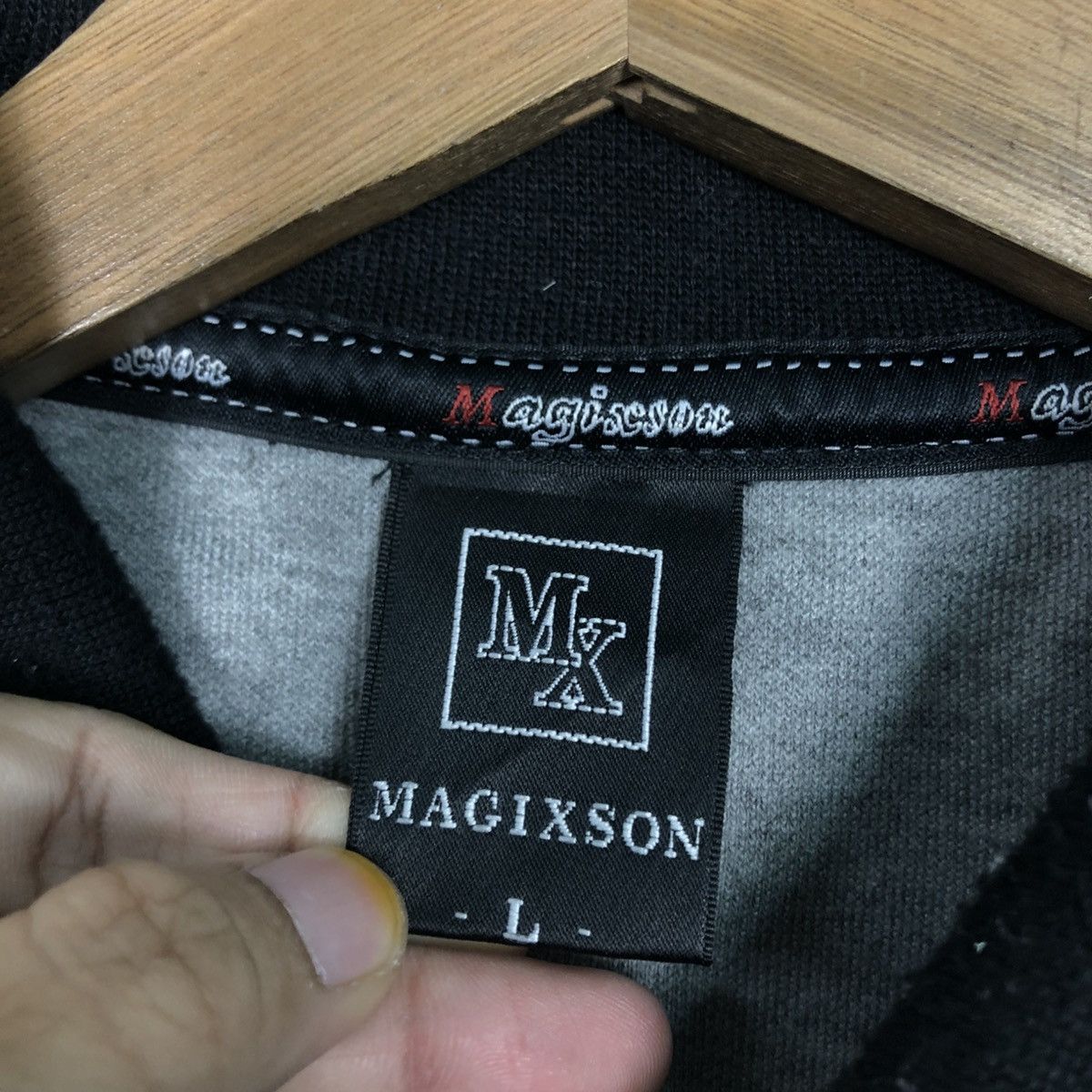 Japanese Brand 📌Vintage Collar Sweatshirt Magixson Big Logo Embroidery Size US L / EU 52-54 / 3 - 17 Thumbnail