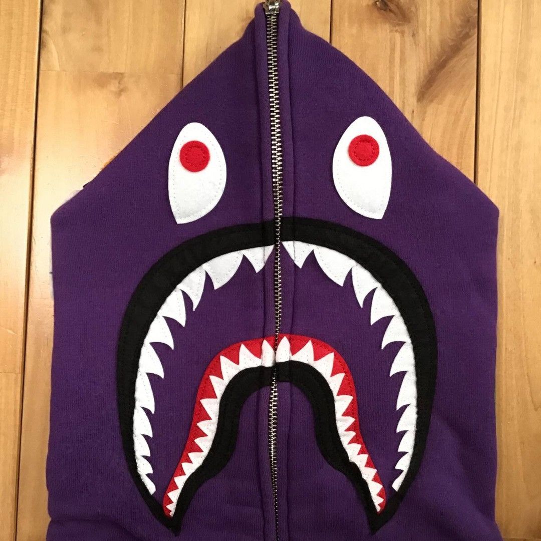Bape BAPE Purple WGM shark full zip hoodie a bathing ape Size US L / EU 52-54 / 3 - 4 Thumbnail