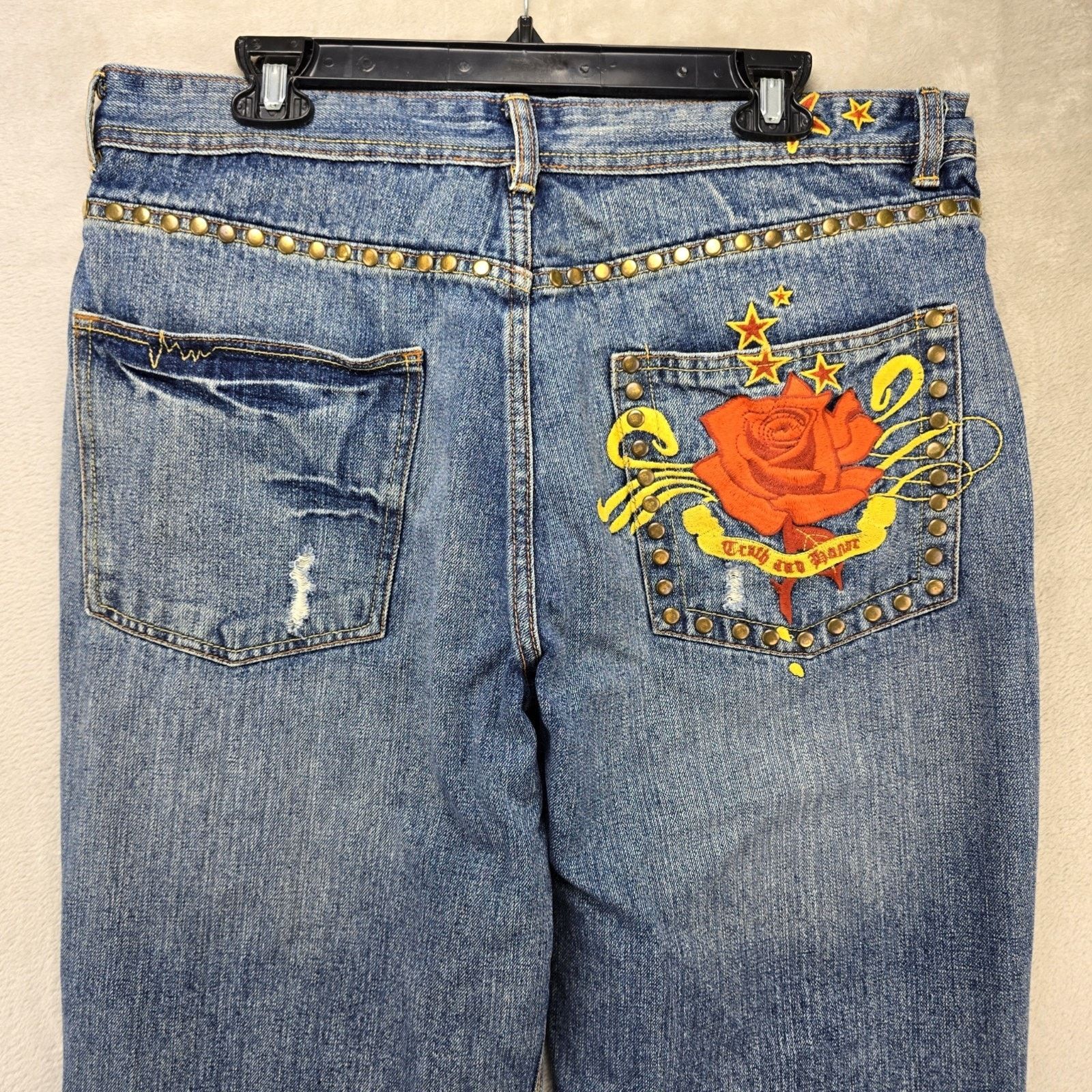 Sean John Sean John Baggy Jeans 36x27 Floral Embroidery Studded Y2K Size US 36 / EU 52 - 1 Thumbnail