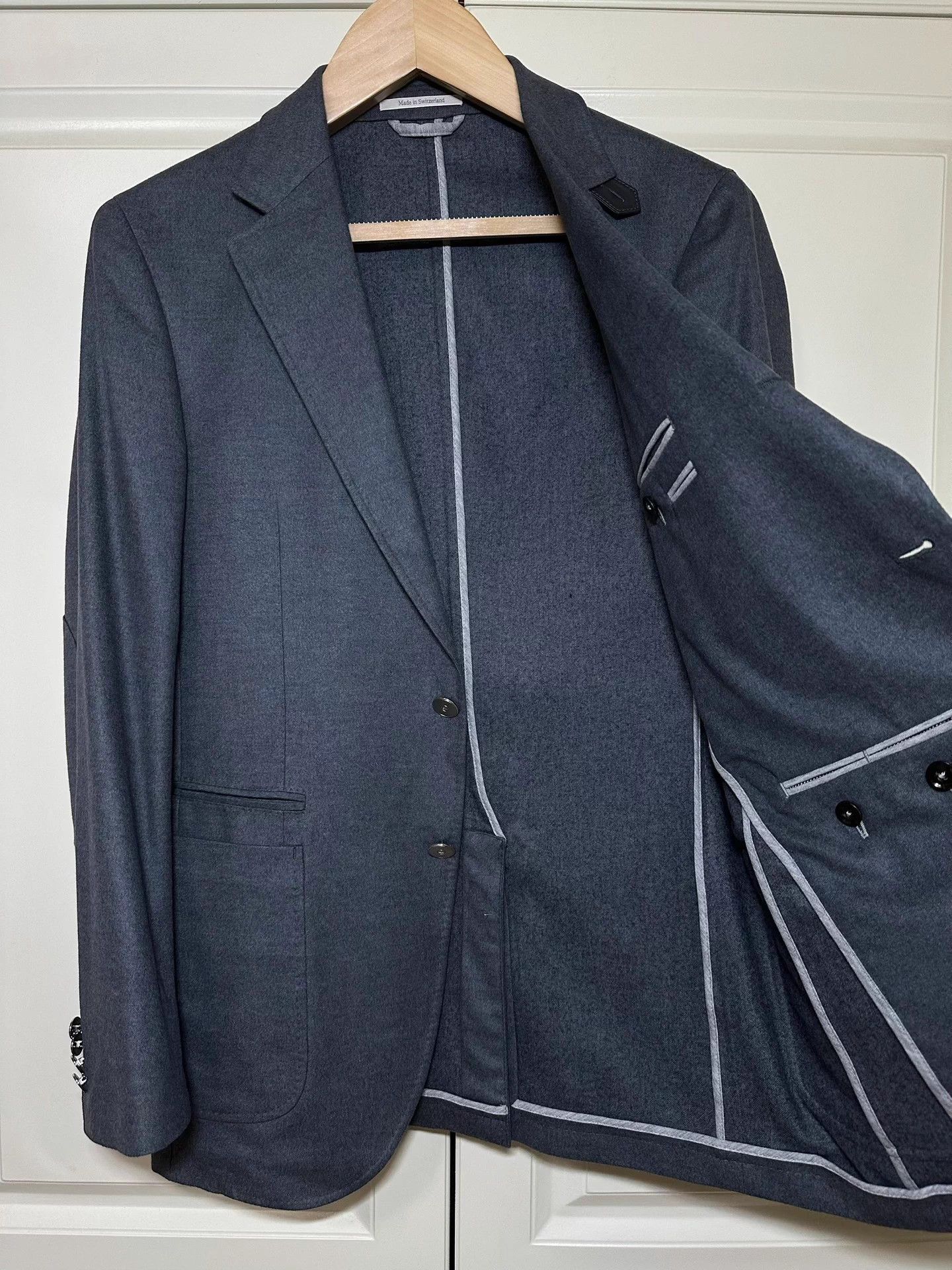 Ermenegildo Zegna Zegna Cashmere & Silk Casual Slim 48 Gray Blue Blazer Size 48S - 2 Thumbnail