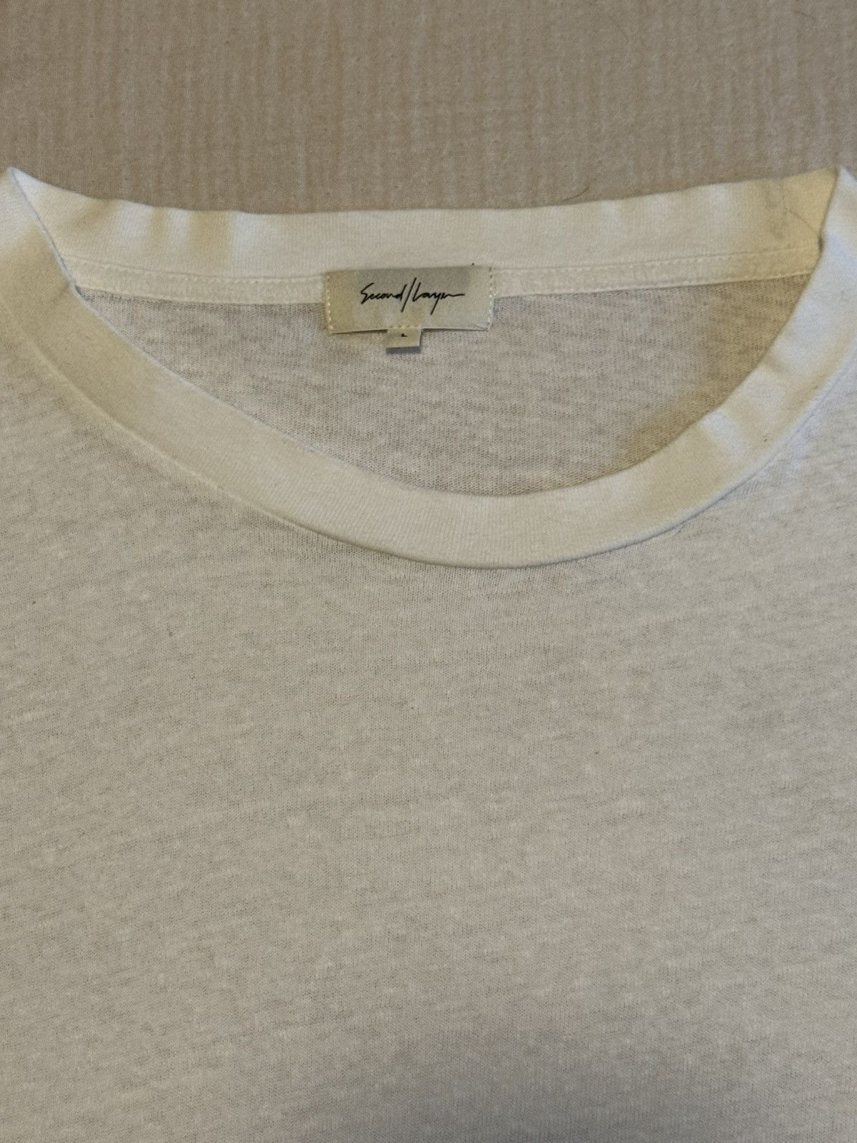Second/Layer Loose Knit Oversized White Tee 100% Cotton Size US M / EU 48-50 / 2 - 2 Thumbnail
