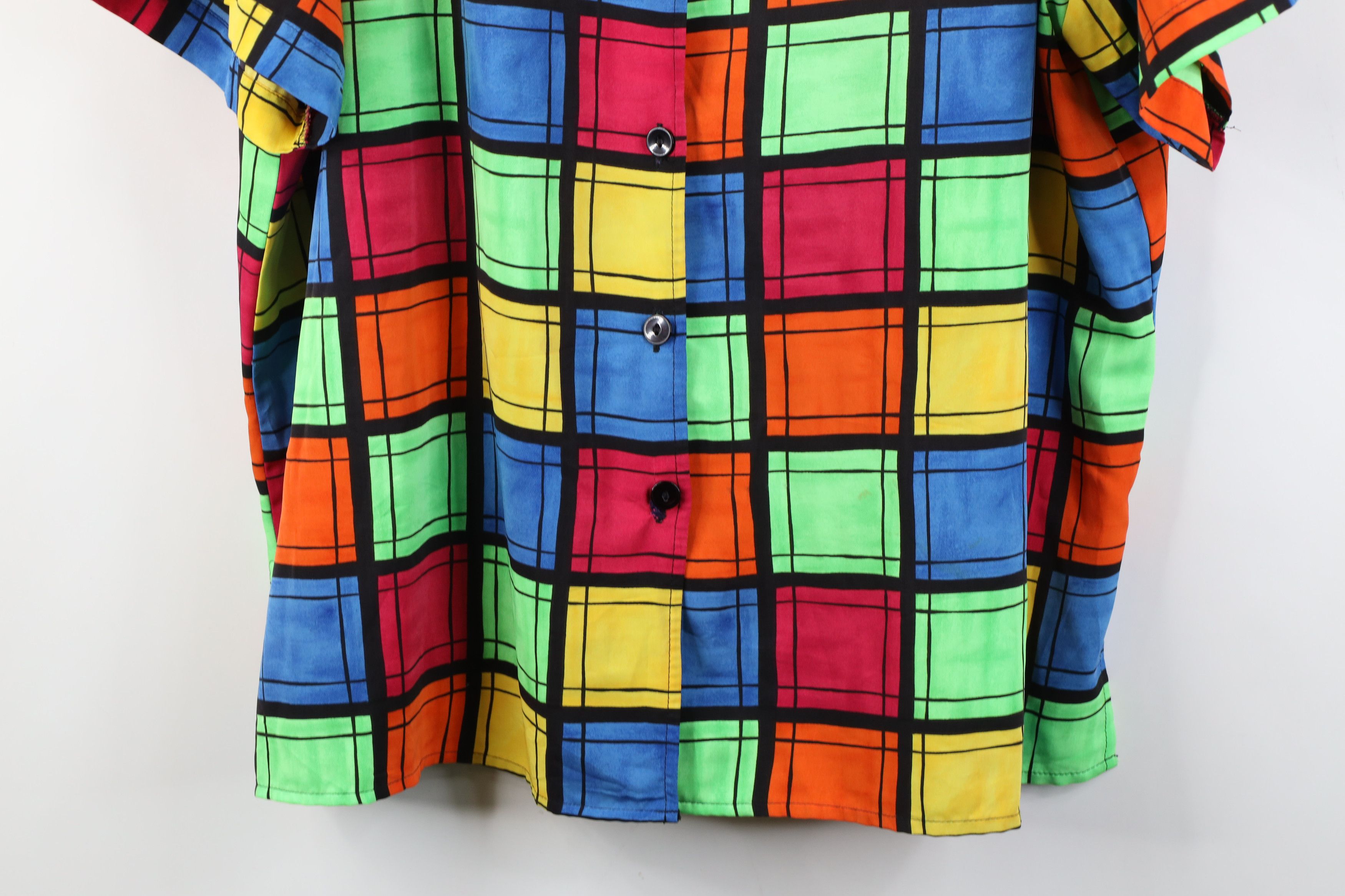 Vintage Vintage 90s Streetwear Checkered Camp Collar Button Shirt Size XXL / US 16-18 / IT 52-54 - 3 Thumbnail