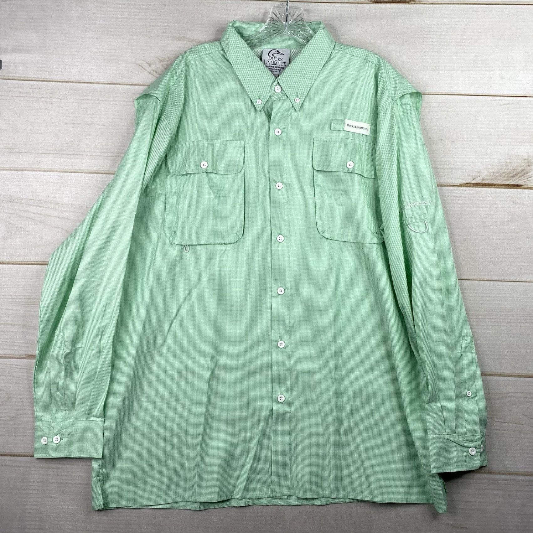Vintage Ducks Unlimited Button-Up Shirt Mens L Green Micro Checks Long Sleeve Vented Shirt Mens L Green Micro Checks Vented Size US L / EU 52-54 / 3 - 2 Thumbnail