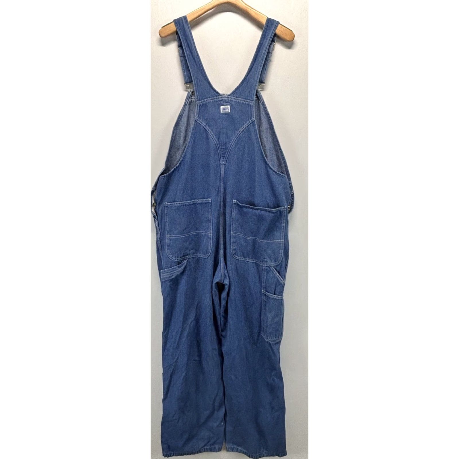 Denime VINTAGE Liberty Denim Overalls Bibs Mens 44x30 Distressed Workwear Adjustable Farmer Jeans Blue 30 Inseam Mens Size US 44 / EU 60 - 3 Thumbnail