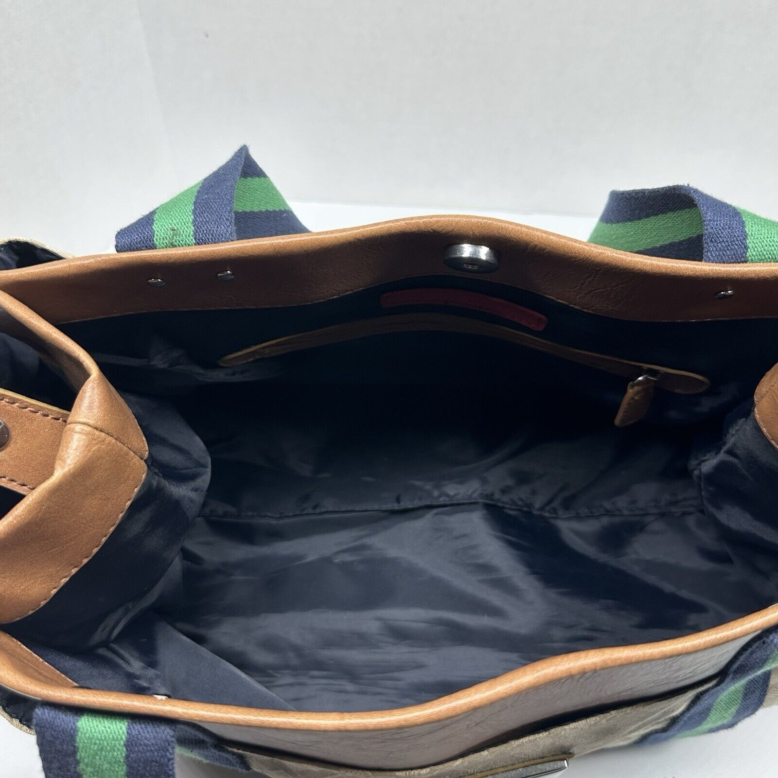 Tommy Hilfiger Tommy Hilfiger Beige with Green Navy Stripe Handbag Size ONE SIZE - 5 Thumbnail
