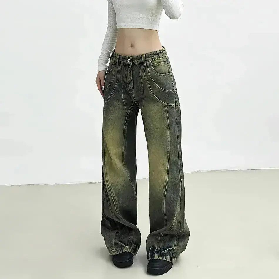Japanese Brand Retro washed straight leg wide leg jeans Size US 32 / EU 48 - 3 Thumbnail