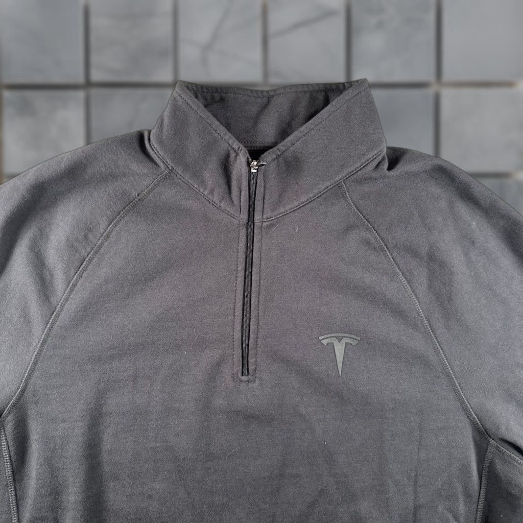 Vintage Tesla Pullover Mens M Quarter Zip Fleece Mock Neck Black Logo Fleece Lined Size US M / EU 48-50 / 2 - 1 Thumbnail