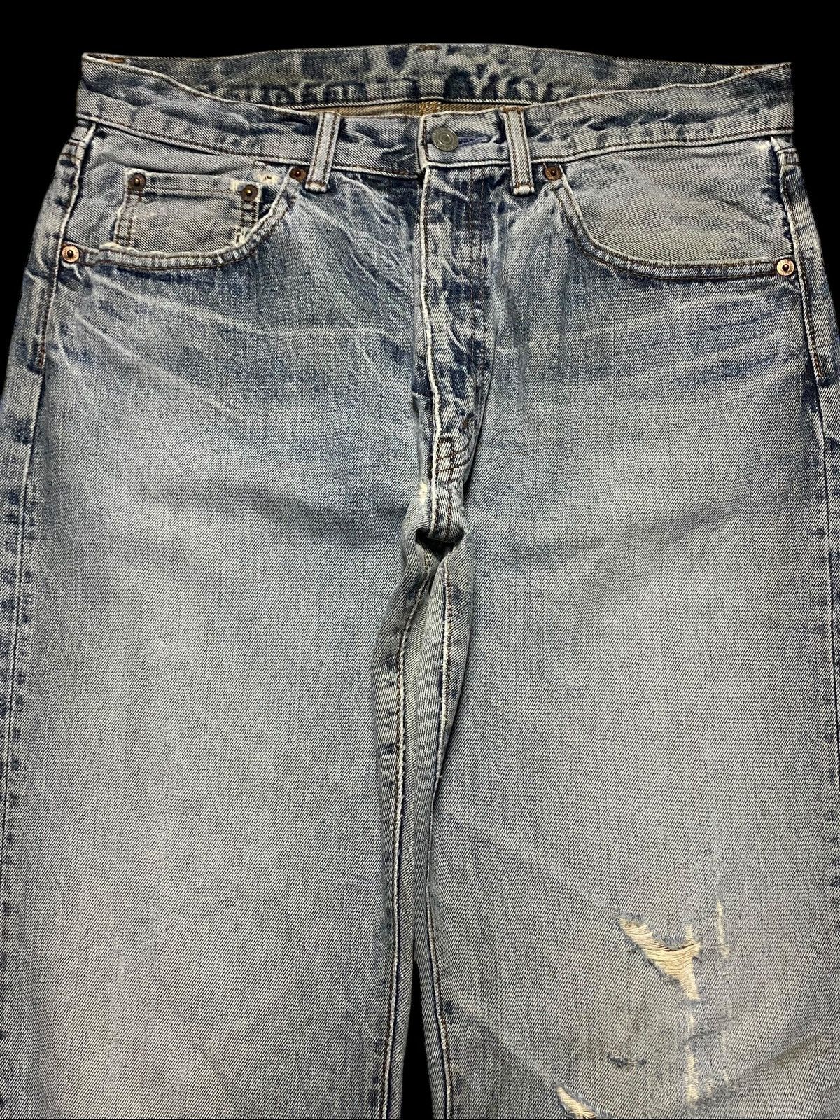 Japanese Brand Vintage Japanese Brands Grey & Blue Distressed Enough Baggy Size US 32 / EU 48 - 3 Thumbnail
