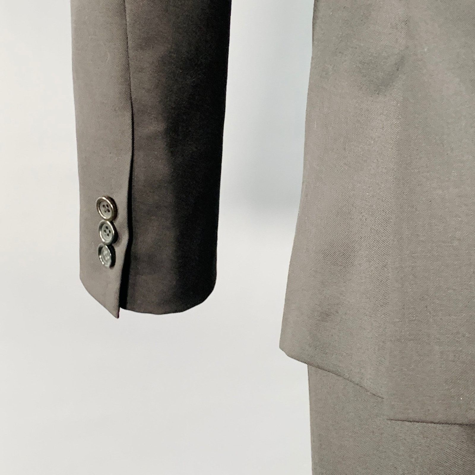 Band Of Outsiders BAND OF OUTSIDERS Size XS Black Twill Wool Notch Lapel Suit Size 36S - 6 Thumbnail