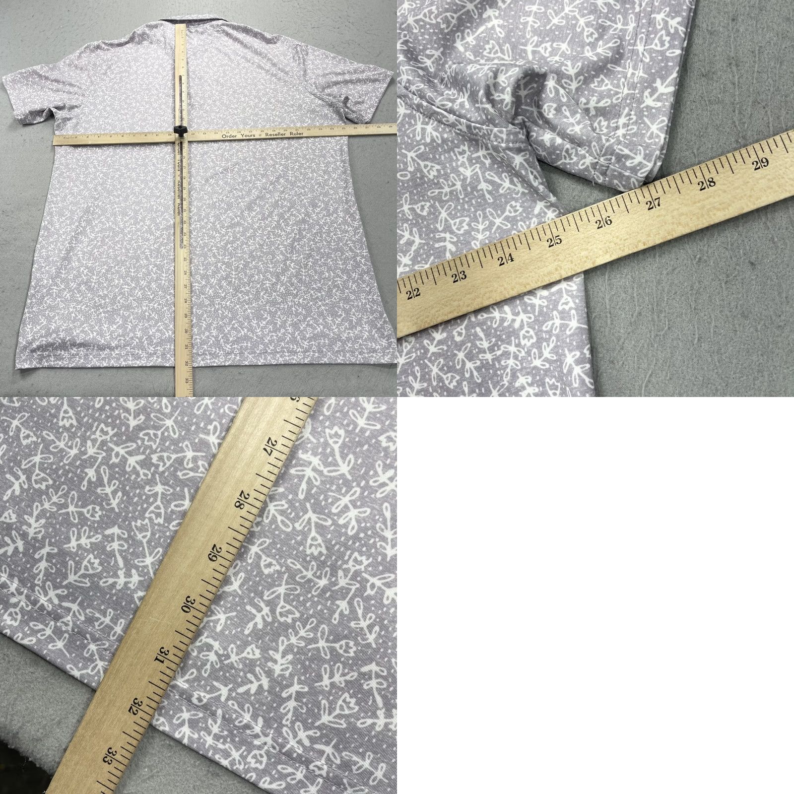 johnnie-O johnnie-O Polo Shirt Mens XL Gray White Floral Golf AOP Stretch Avalon Logo Shirt Mens XL Gray Floral Golf AOP Logo Size US XL / EU 56 / 4 - 8 Thumbnail