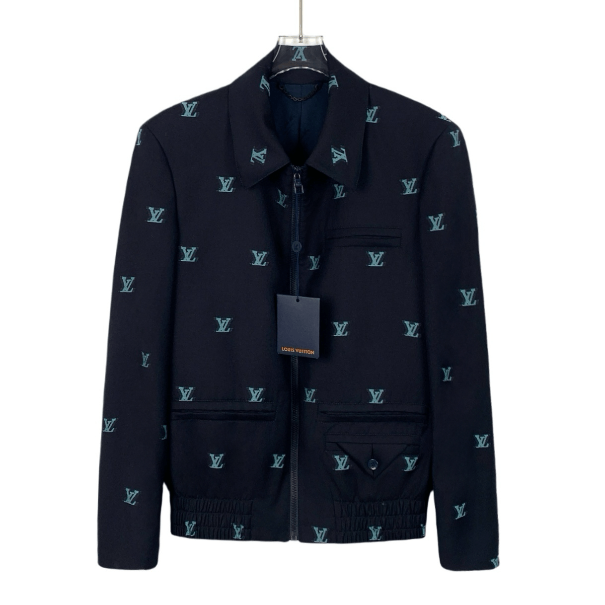 Louis Vuitton Navy Logo Jacquard Zip-Up Jacket (Size XS)