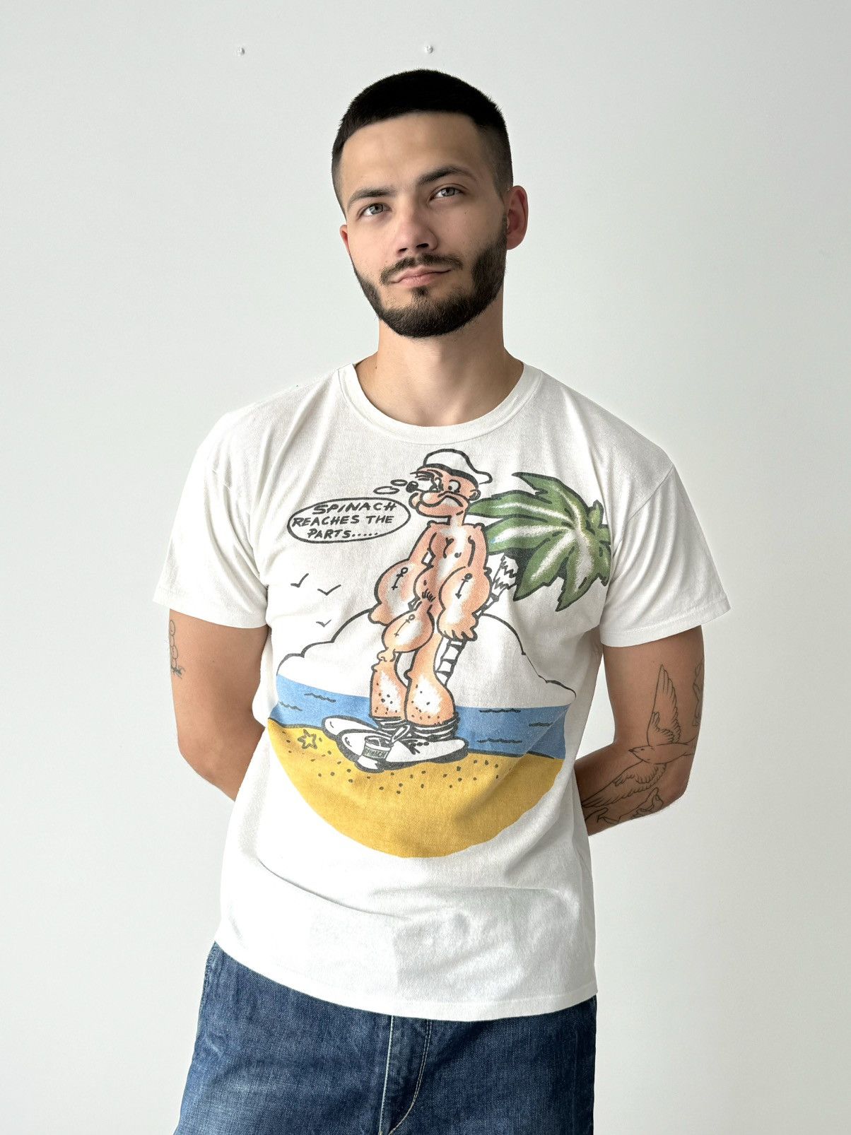 Cartoon Network × Vintage Vintage 80s Popeye the Sailor ‘Spinach’ Funny Cartoon Tee Size US M / EU 48-50 / 2 - 1 Thumbnail