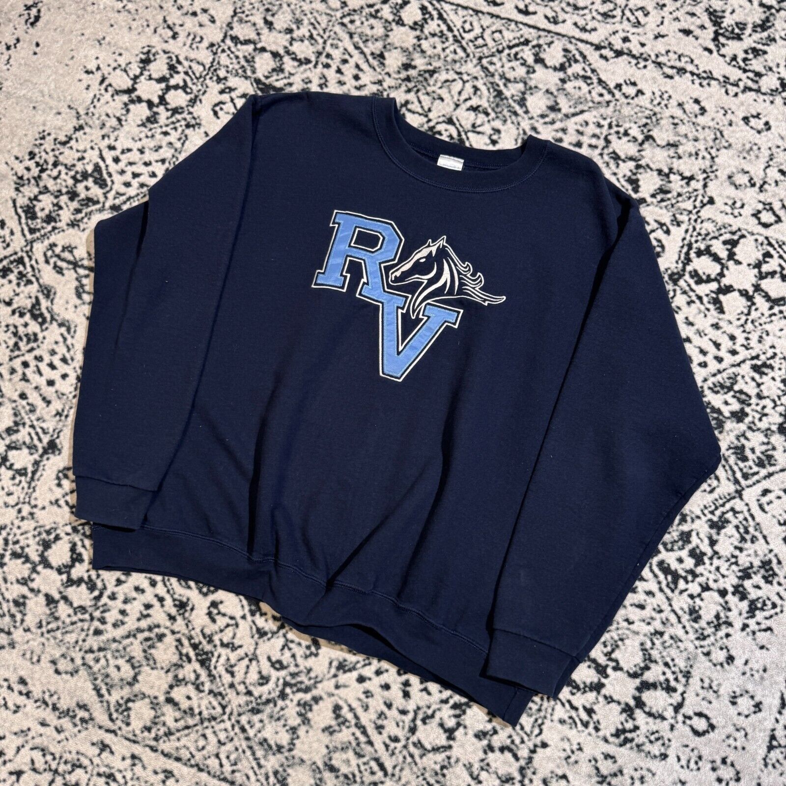 Gildan × Vintage Vintage Gildan Navy Cotton Crewneck Size L Y2K 90s Horse Size US L / EU 52-54 / 3 - 2 Thumbnail