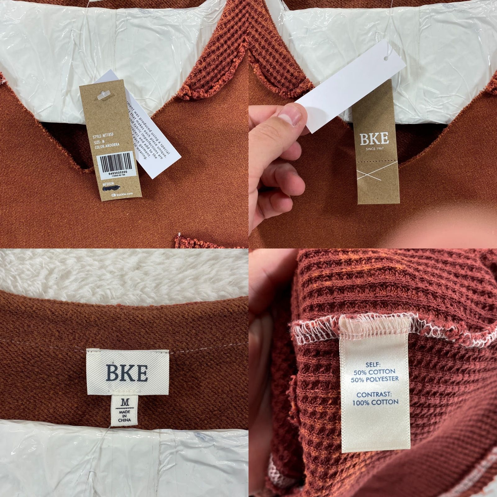 BKE VINTAGE NEW BKE Pieced Waffle Knit Medium Top Long Sleeve Front Pocket Rust Oversized Size M / US 6-8 / IT 42-44 - 8 Thumbnail