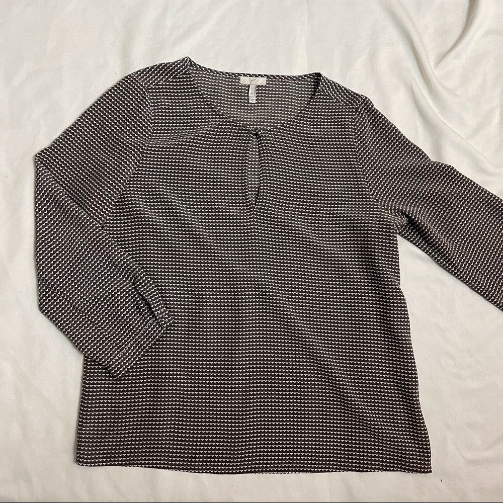 Joie Joie Charcoal & White Long Sleeve Silk Blouse Size M Size M / US 6-8 / IT 42-44 - 5 Thumbnail