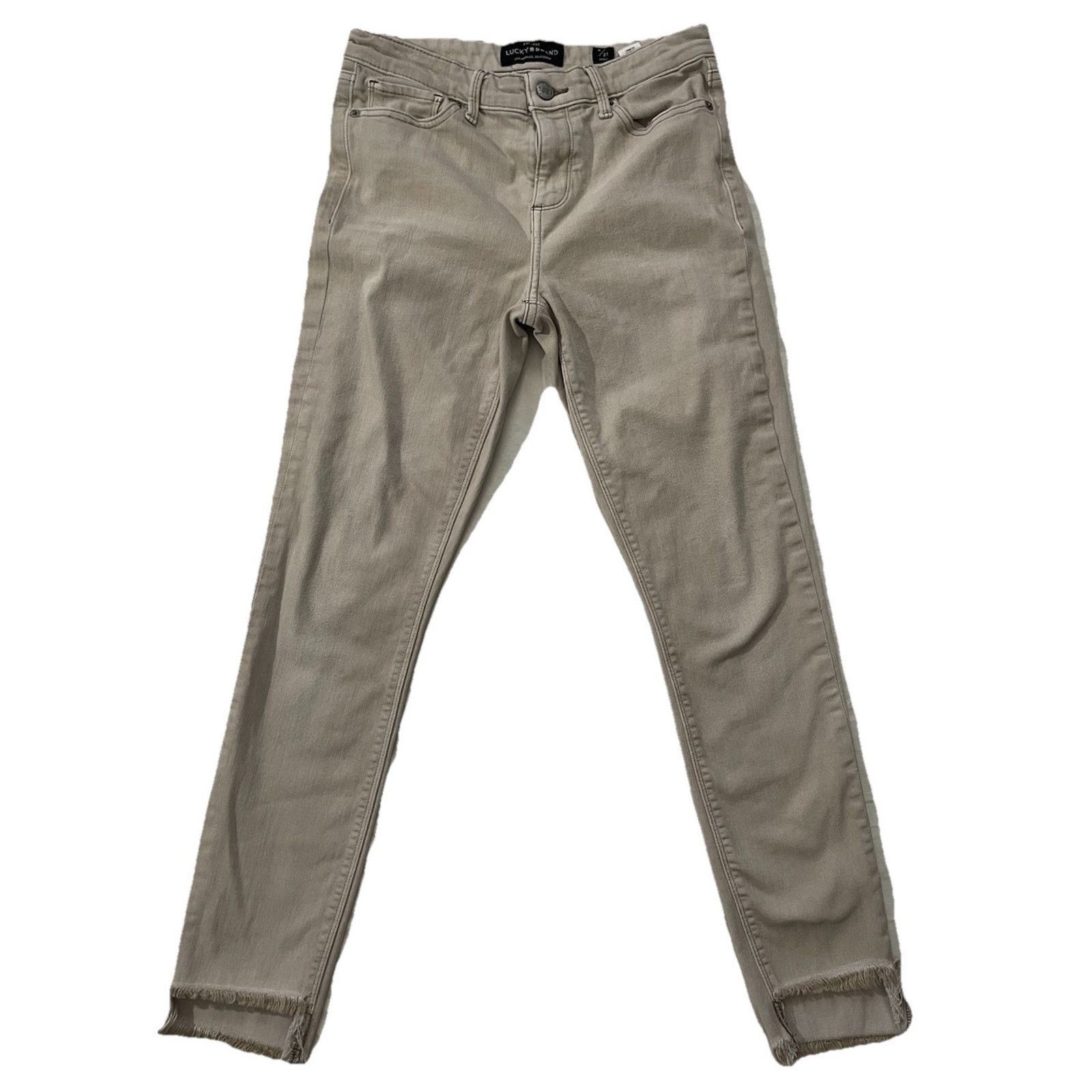 Lucky Brand Lucky Brand Distressed Ava Skinny Jeans Tan Mid Size 04 / 27 Size 27" / US 4 / IT 40 - 1 Thumbnail