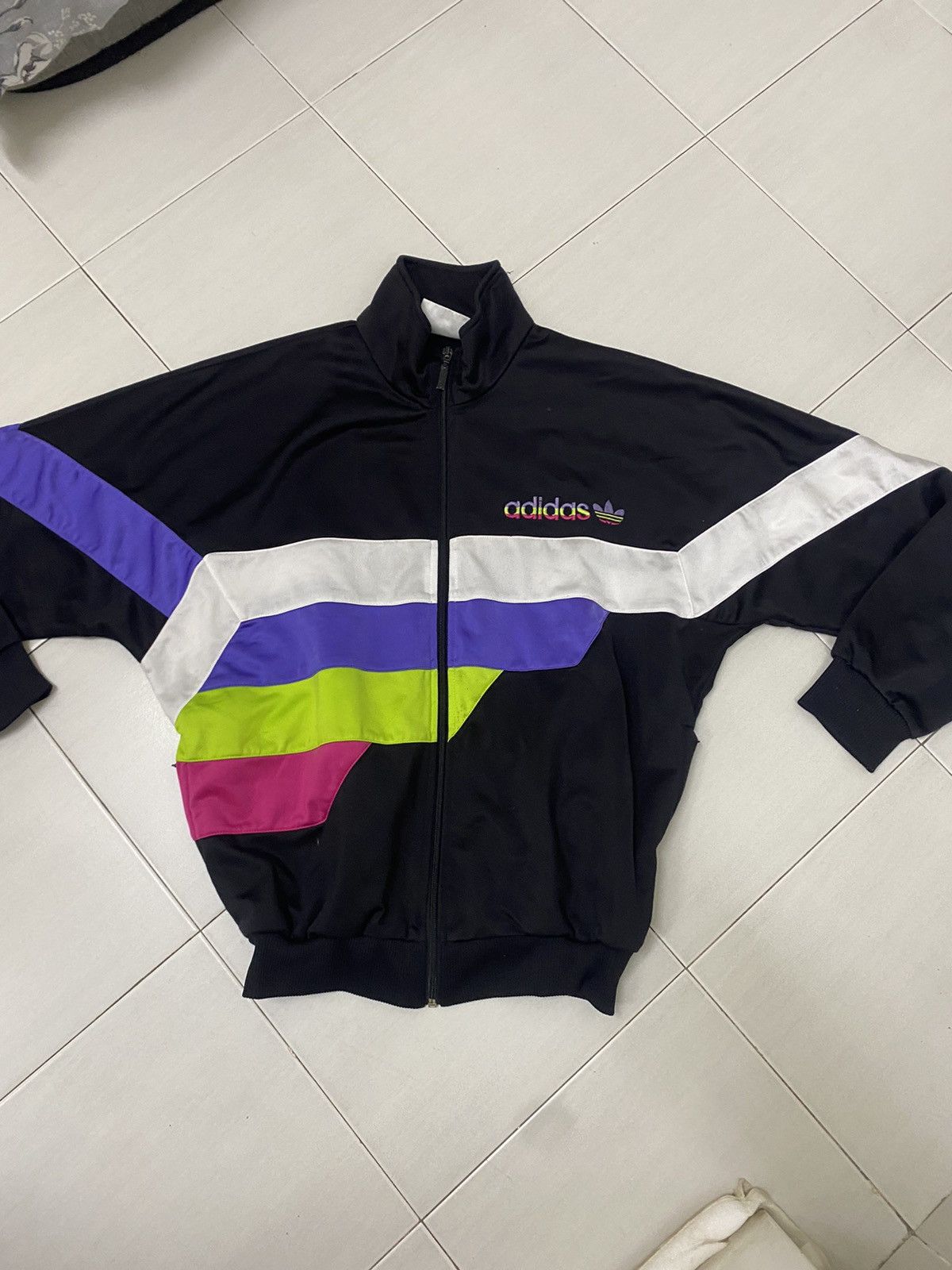 Adidas Vintage 80s Adidas Jacket multicolour block baggy Size US M / EU 48-50 / 2 - 2 Thumbnail
