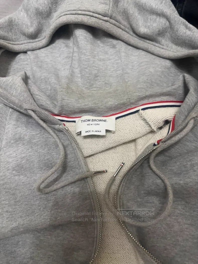 Thom Browne Thom Browne Gray four-stripe zipper hoodie Size US XL / EU 56 / 4 - 6 Thumbnail