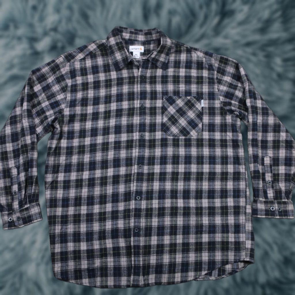Carhartt Carhartt Flannel Button-Up Mens 2XL Black Gray Plaid Long Sleeve EUC Shirt Men Regualr Fit Size US XXL / EU 58 / 5 - 1 Thumbnail