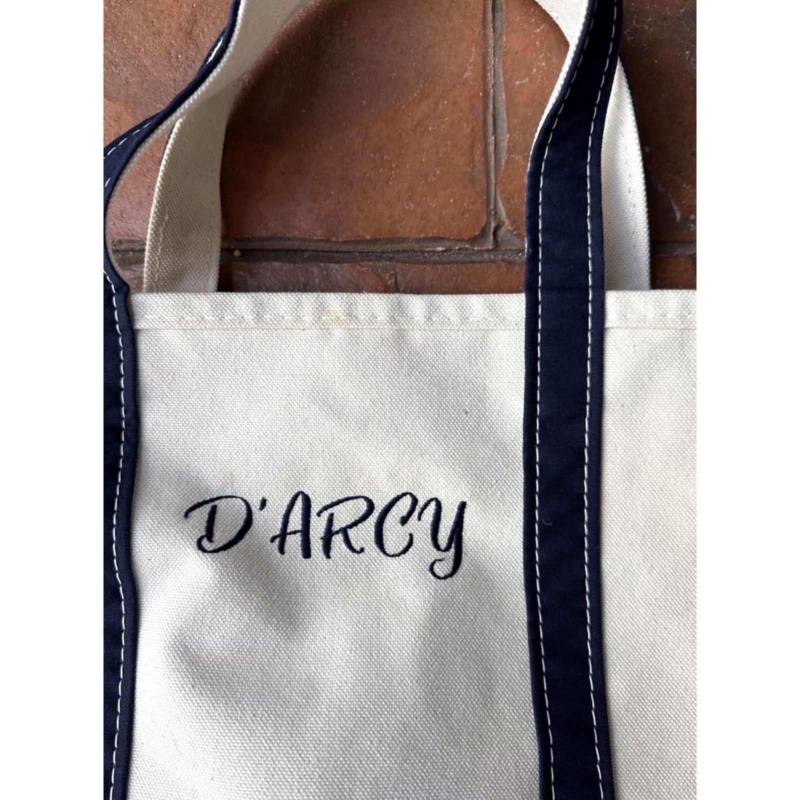 Vintage VINTAGE LL Bean Boat & Tote Canvas Bag 18x12 White/blue 90s Tote Unisex Adults Medium 18x12 Navy Blue Bag Width: 18 in Handled Cotton Mens/Womens Size ONE SIZE - 5 Thumbnail