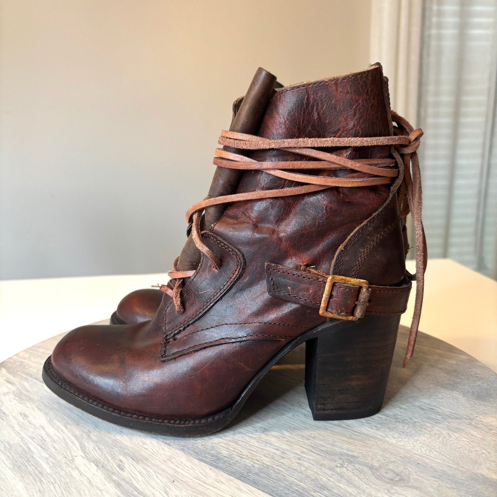 FREEBIRD Freebird Billy Brown Leather Lace Up Ankle Boots Women's 9 Size US 9 / IT 39 - 2 Thumbnail