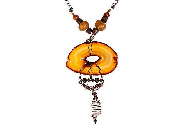 Handmade Abstract Handmade Agate Slab Necklace Size ONE SIZE - 2 Thumbnail