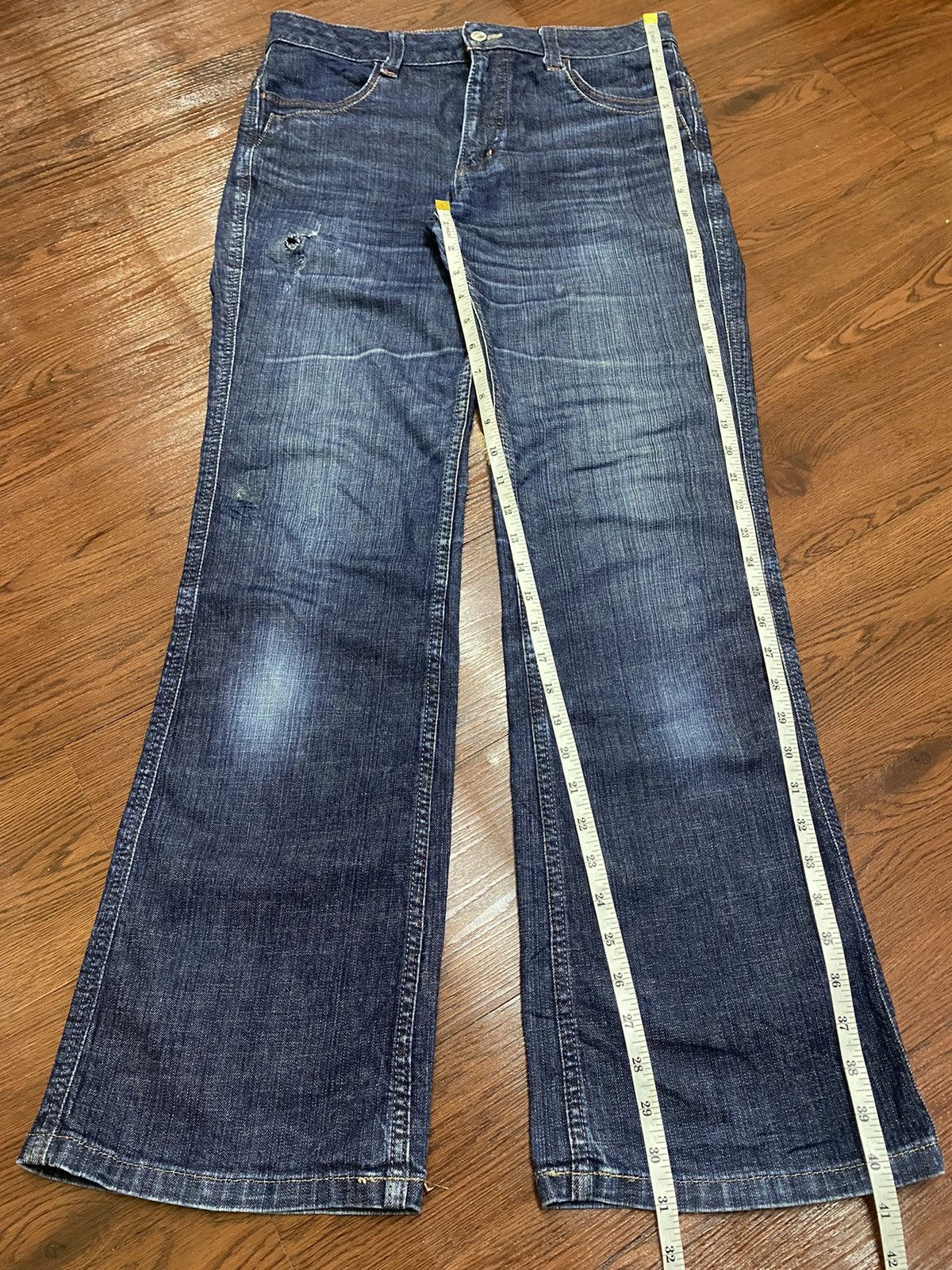 Japanese Brand Vintage Japanese Brands Blue Wash Distressed Flare Jeans Size US 31 - 15 Thumbnail