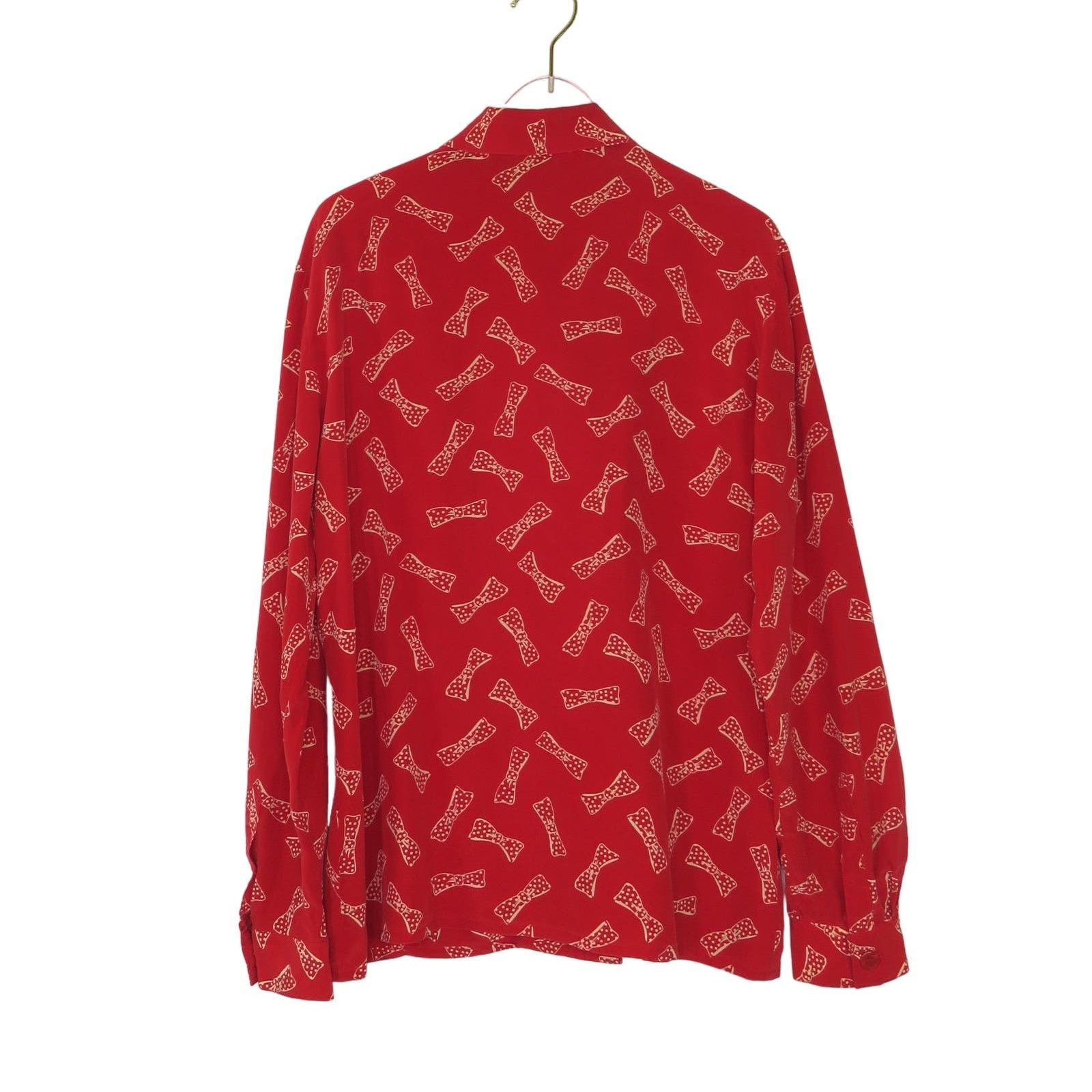 Vintage Vintage Red Silk Button Down Blouse with Polka Dot Small Size S / US 4 / IT 40 - 2 Thumbnail