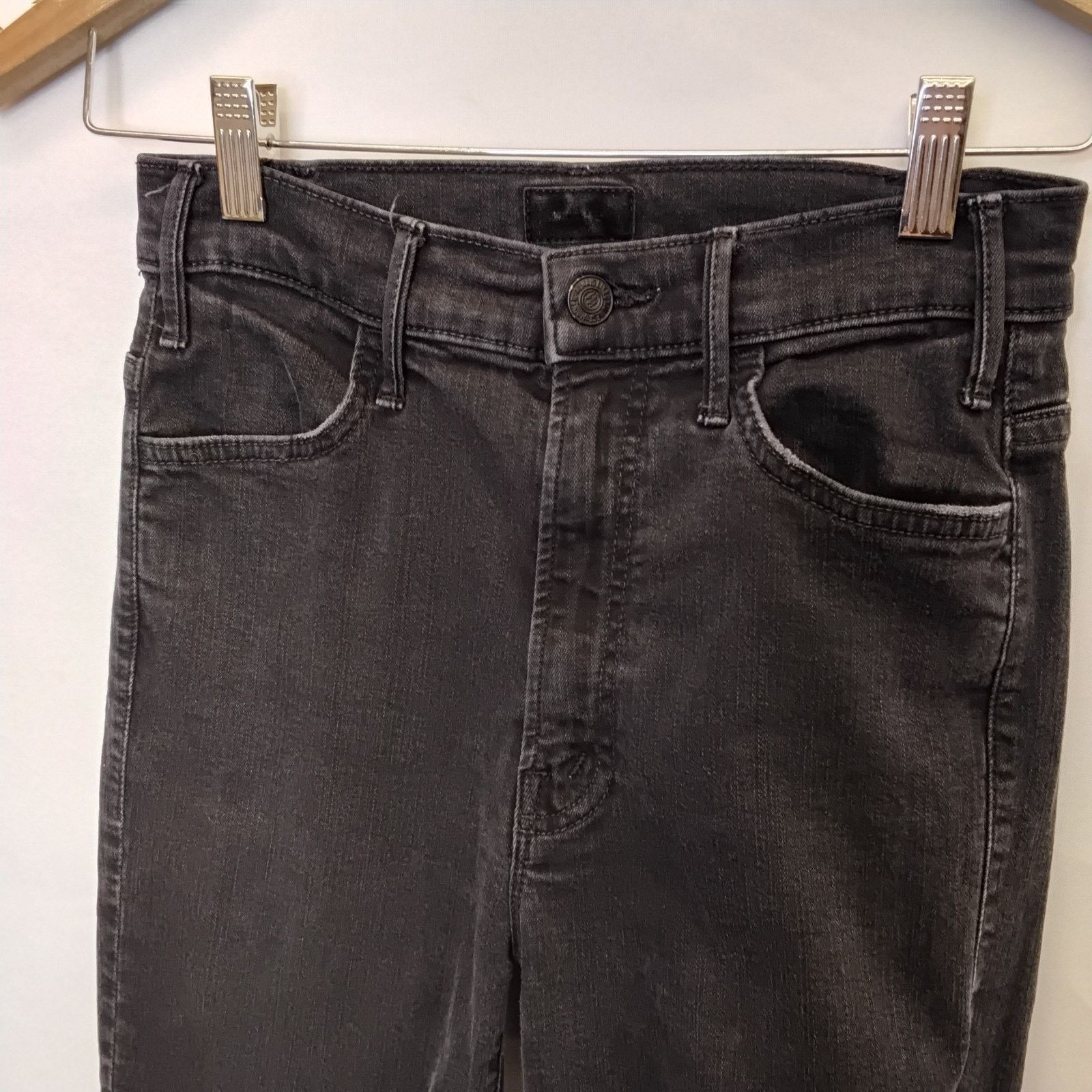 MOTHER Mother The Hustler Ankle Fray Jeans Women's 25x25 Black Wash Size 25" / US 0 / IT 36 - 4 Thumbnail