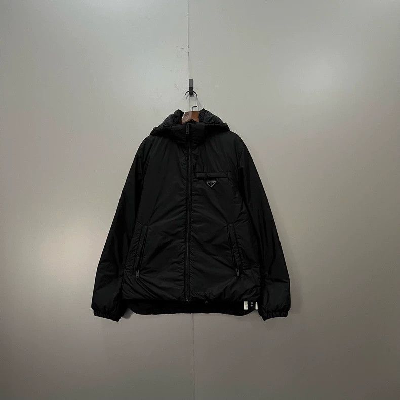Prada Prada Black triangle hooded down jacket 2503-Nextarrow Size US XXS / EU 40 - 1 Thumbnail