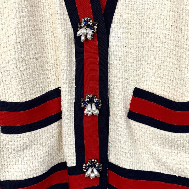 Gucci Gucci Color-blocked striped cotton cardigan jacket 2501-Nex Size US XS / EU 42 / 0 - 4 Thumbnail