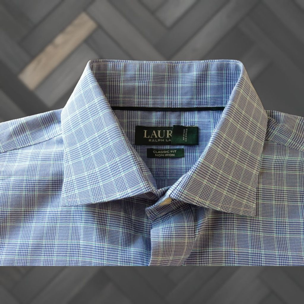 Ralph Lauren Vintage Ralph Lauren Men's Dress Shirt Plaid Size 16 Blue Long Sleeve Office Fashion Size 42R - 1 Thumbnail