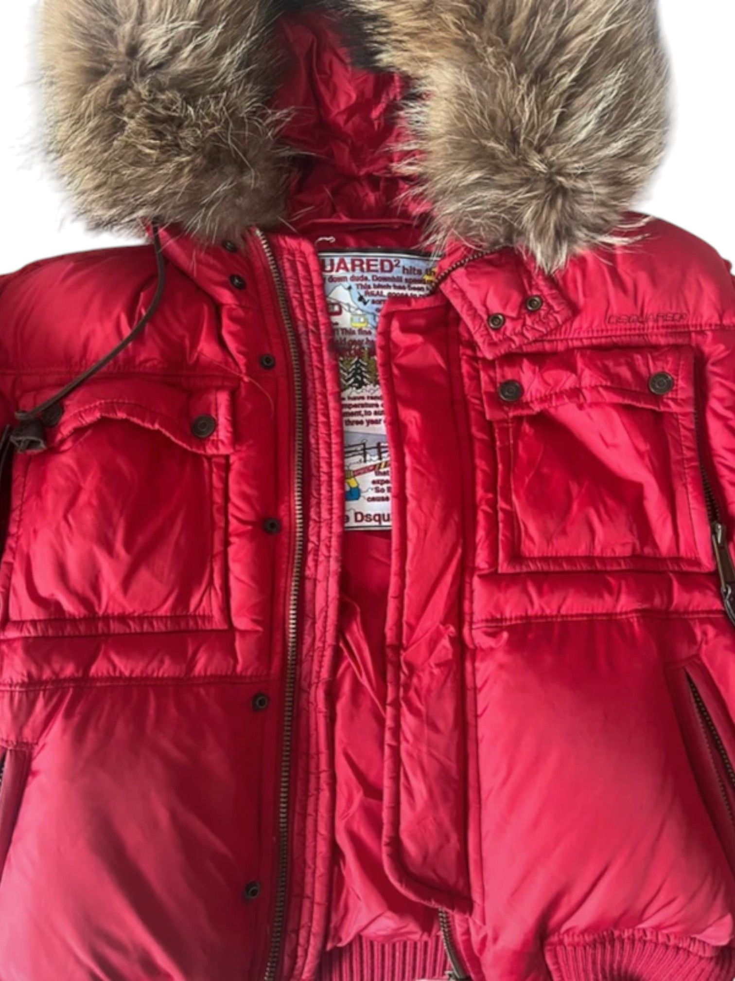 Dsquared2 Dsquared2 Fur Hood Down Jacket – Red – Size 46 Size US S / EU 44-46 / 1 - 1 Thumbnail