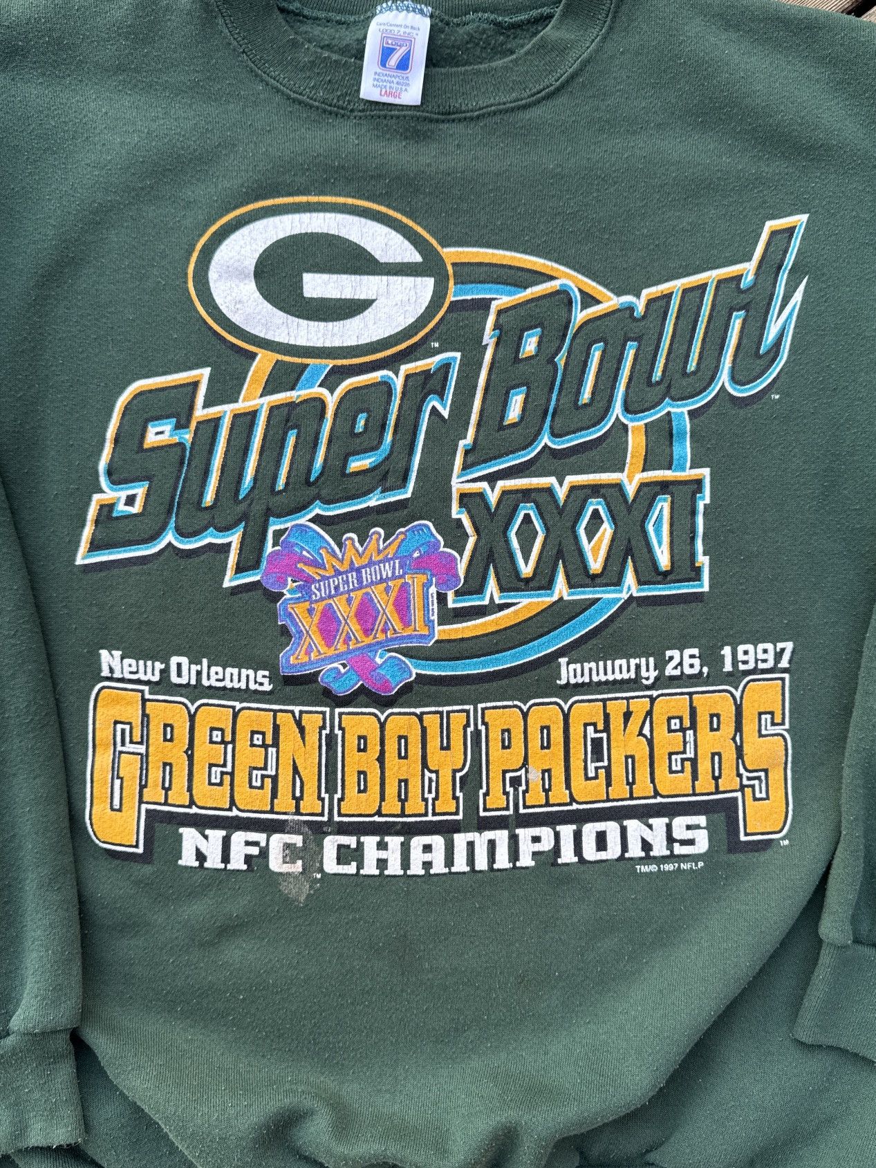 Logo 7 1997 Green Bay Packers Super Bowl XXXI Champs Sweatshirt L Size US L / EU 52-54 / 3 - 7 Thumbnail