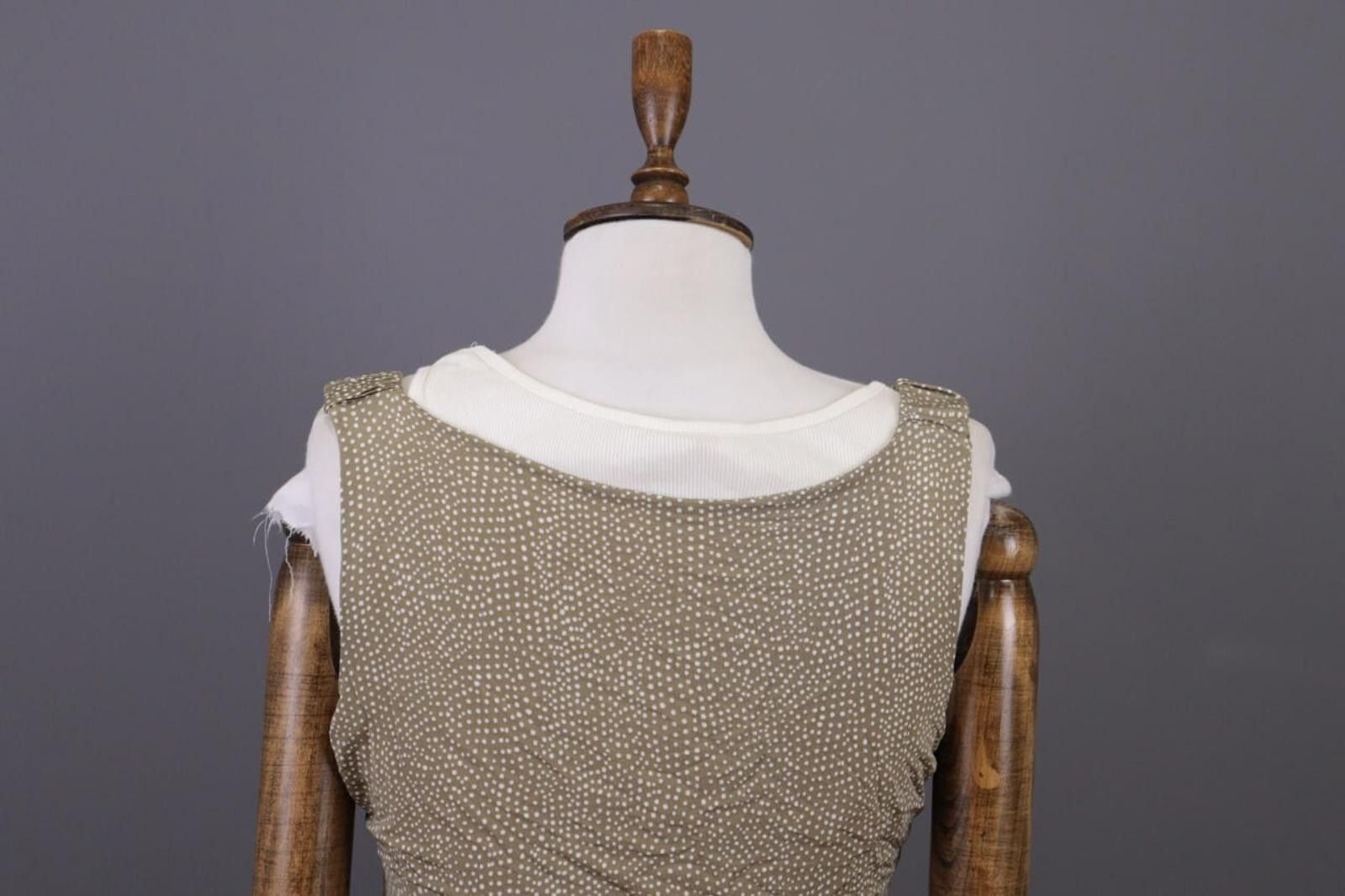 Designer Elisa Cavaletti Beige Dotted Lined Sleeveless Long Dress Size M / US 6-8 / IT 42-44 - 7 Thumbnail