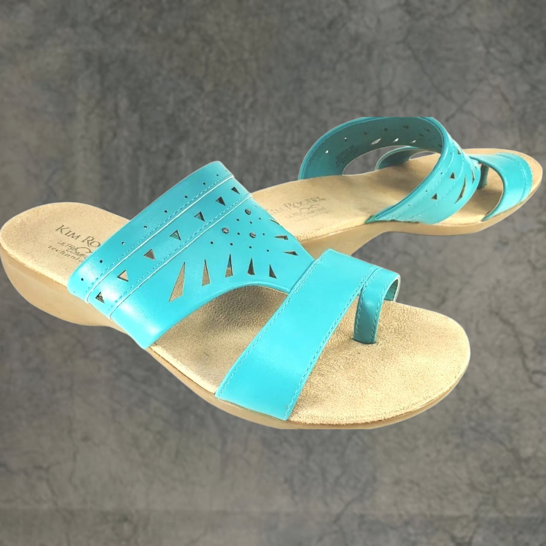 Vintage Kim Rogers Tauren Women's 8M Ultra Comfort Slip On Sandals Turquoise Blue Size US 8 / IT 38 - 1 Thumbnail