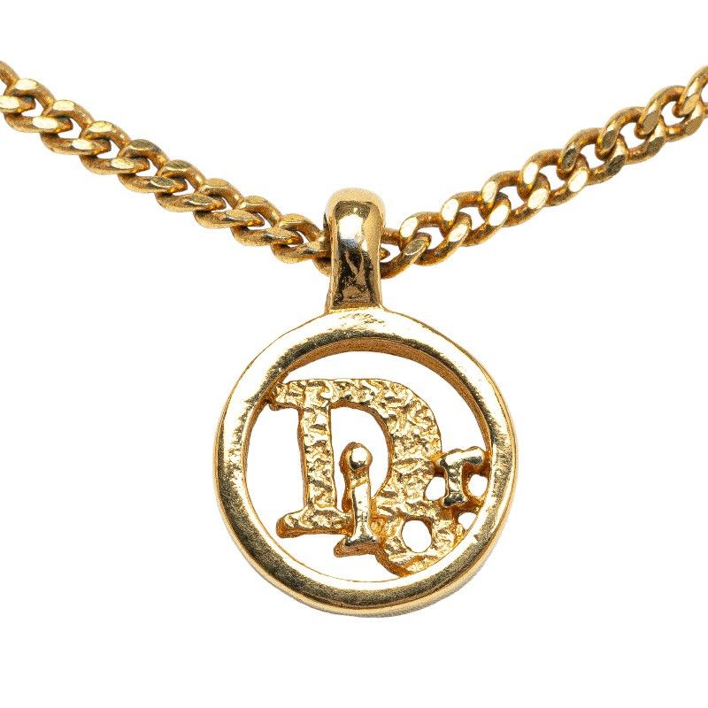 image of Dior Logo Pendant Necklace in Gold, Women's