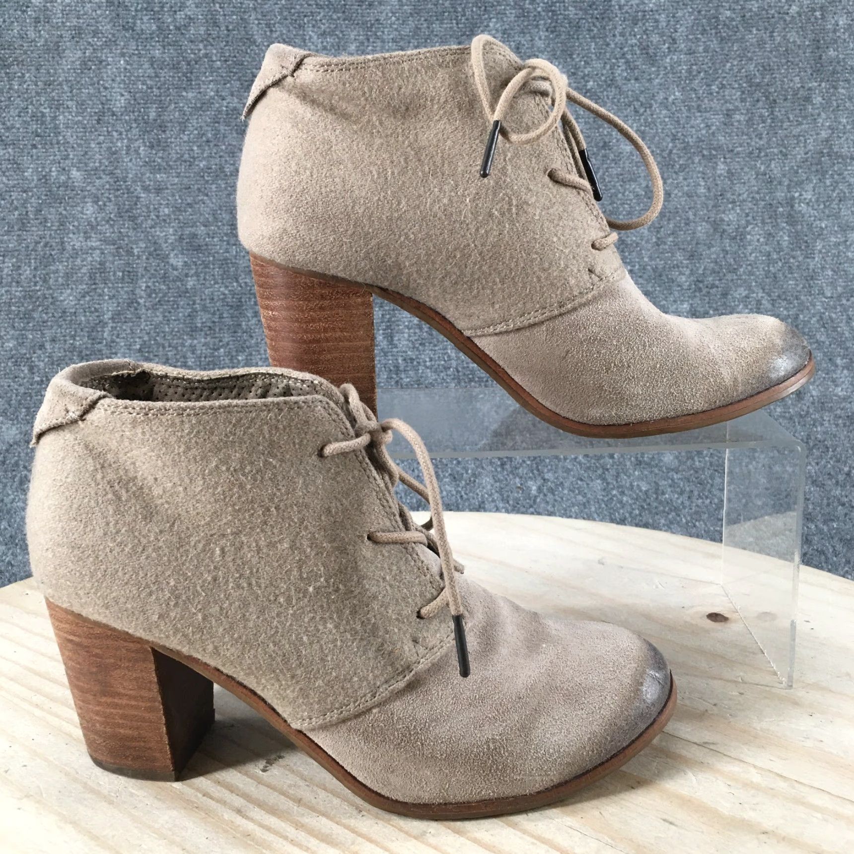 Toms TOMS Lunata Bootie Womens 8 Brown Leather Ankle Boot Lace Up Suede Block Heel Boots Size US 8 / IT 38 - 2 Thumbnail