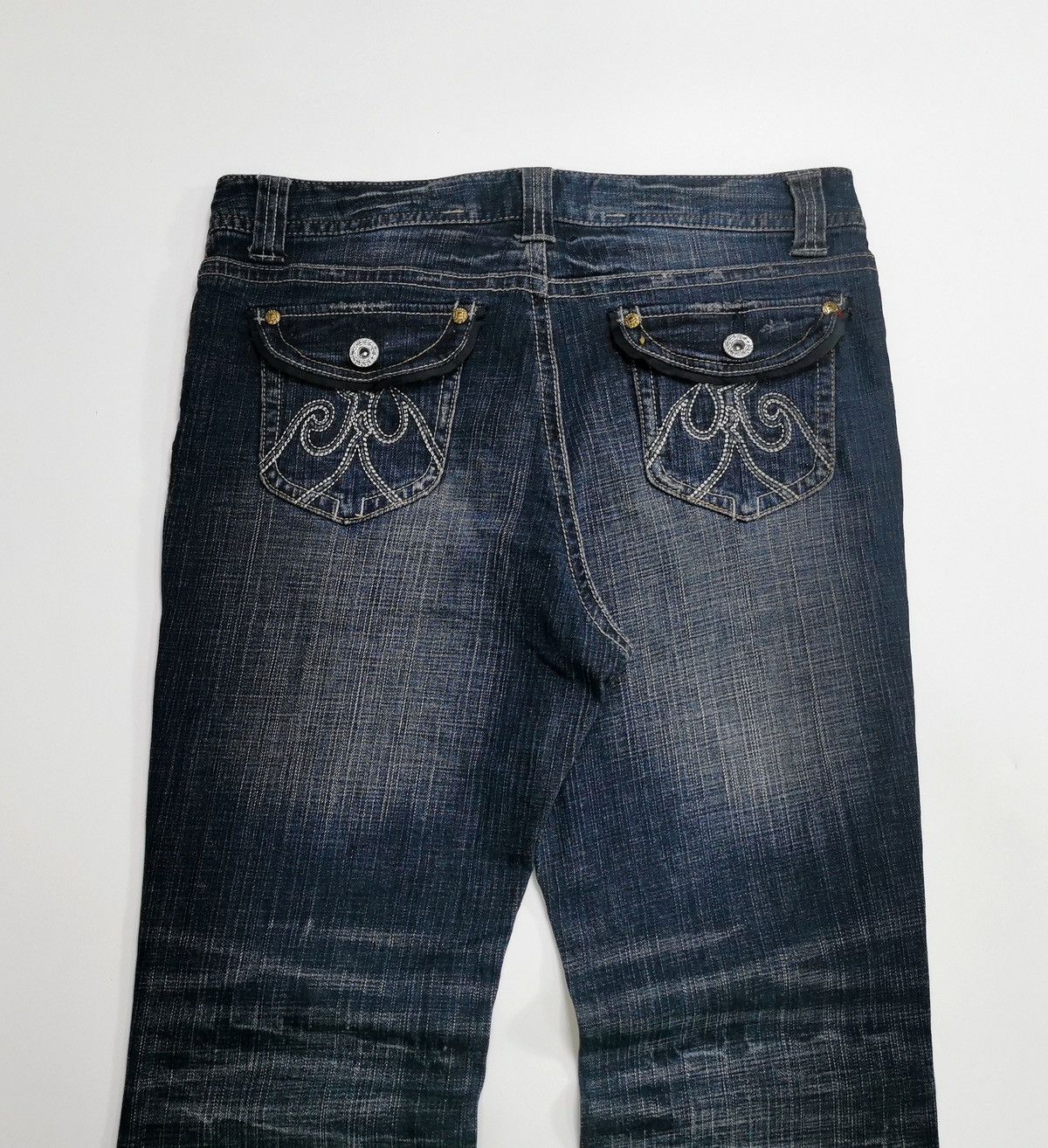 Japanese Brand Oririn Japan Bootcut Tribal Stitch Distressed Jeans Size US 34 / EU 50 - 6 Thumbnail