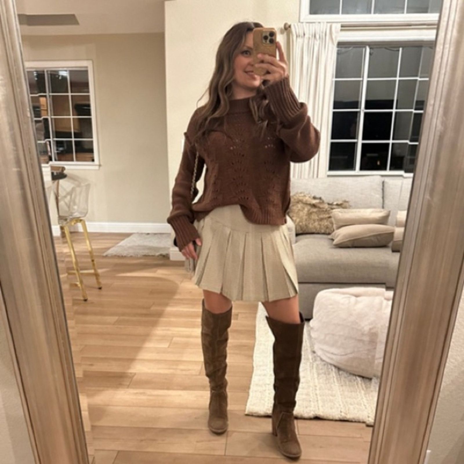 Free People 🤎Mare Mare School Girl Skirt Brown Plaid XL 🤎 (Item #052) Size 34" / US 12 / IT 48 - 10 Thumbnail