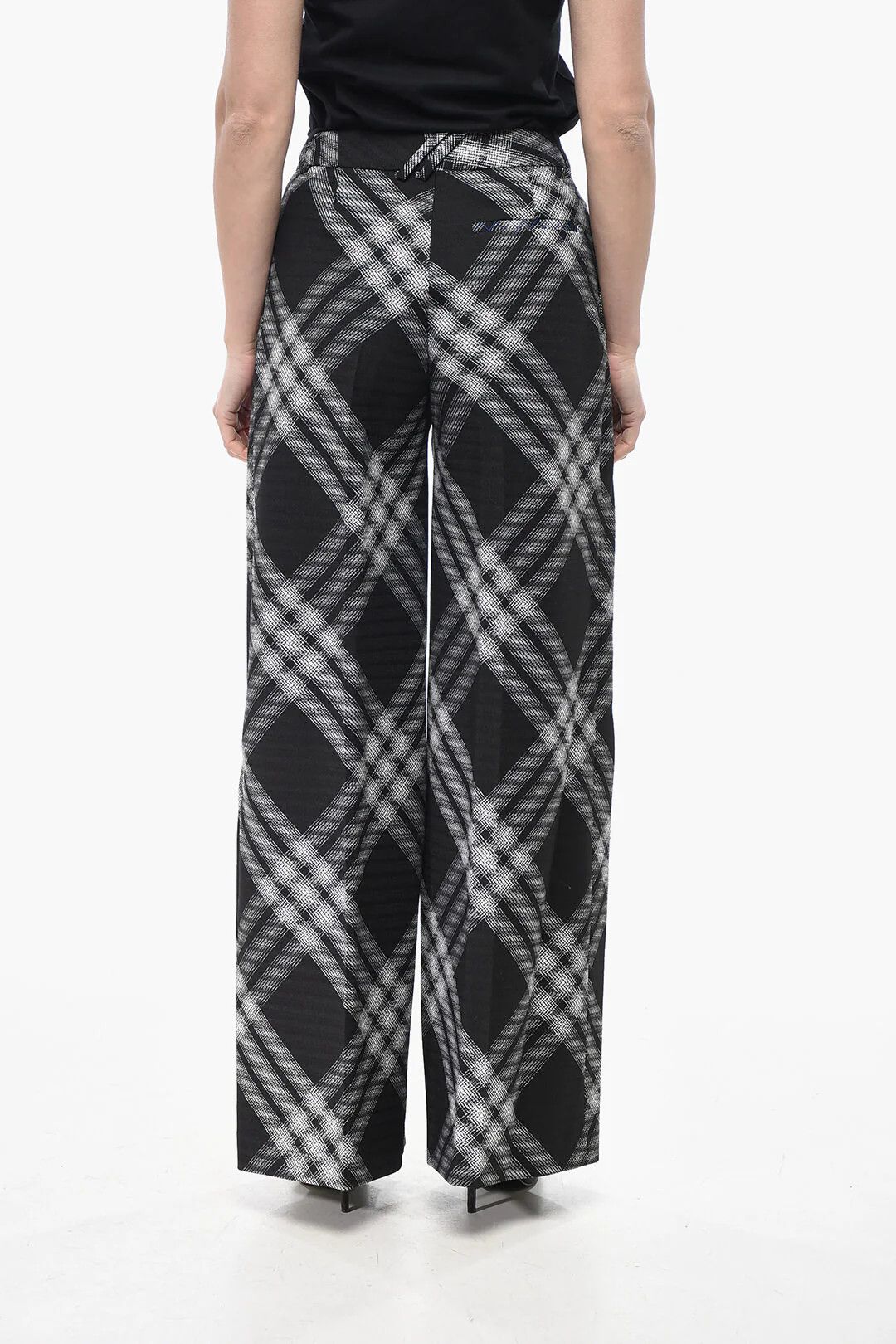 Burberry og1mm0426 Wool 2-Pleat Pant in Black & White Size 28" / US 6 / IT 42 - 2 Thumbnail