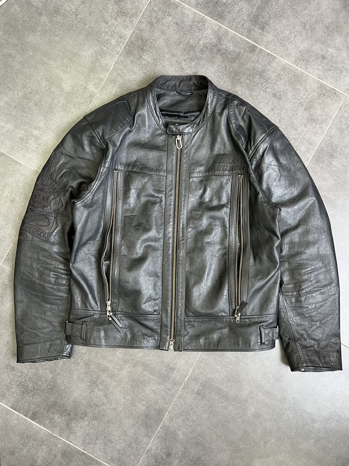 Harley Davidson × Vintage Vintage Harley Davidson Leather Jacket 2XL motorcycle Size US XXL / EU 58 / 5 - 5 Thumbnail