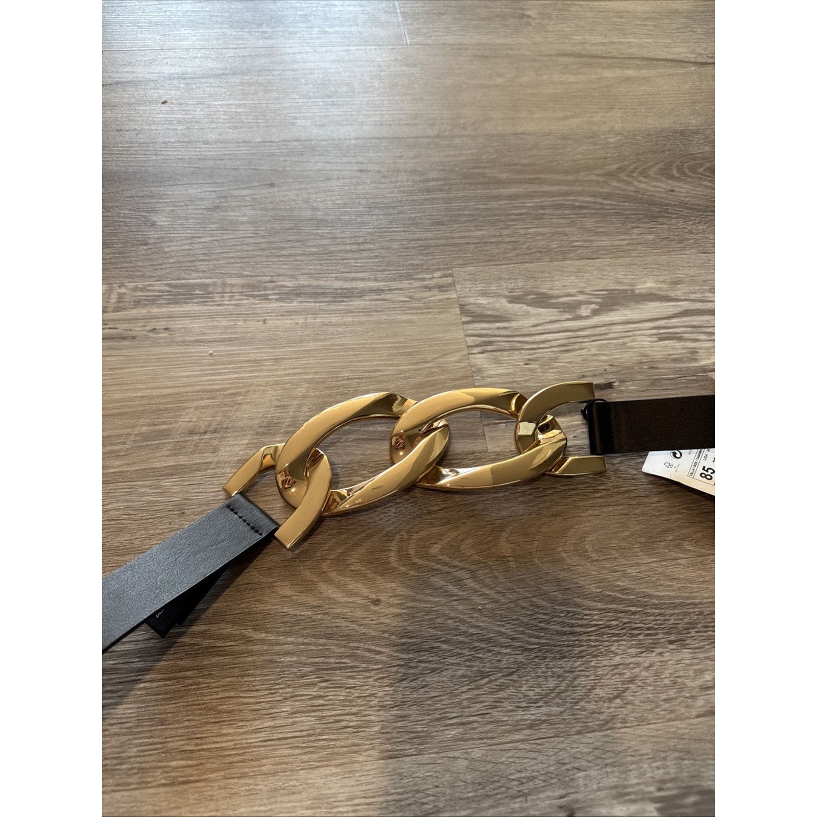 Zara ZARA Women's Black Belt Gold Buckle 85cm/~33 Inches (US) Size ONE SIZE - 1 Thumbnail