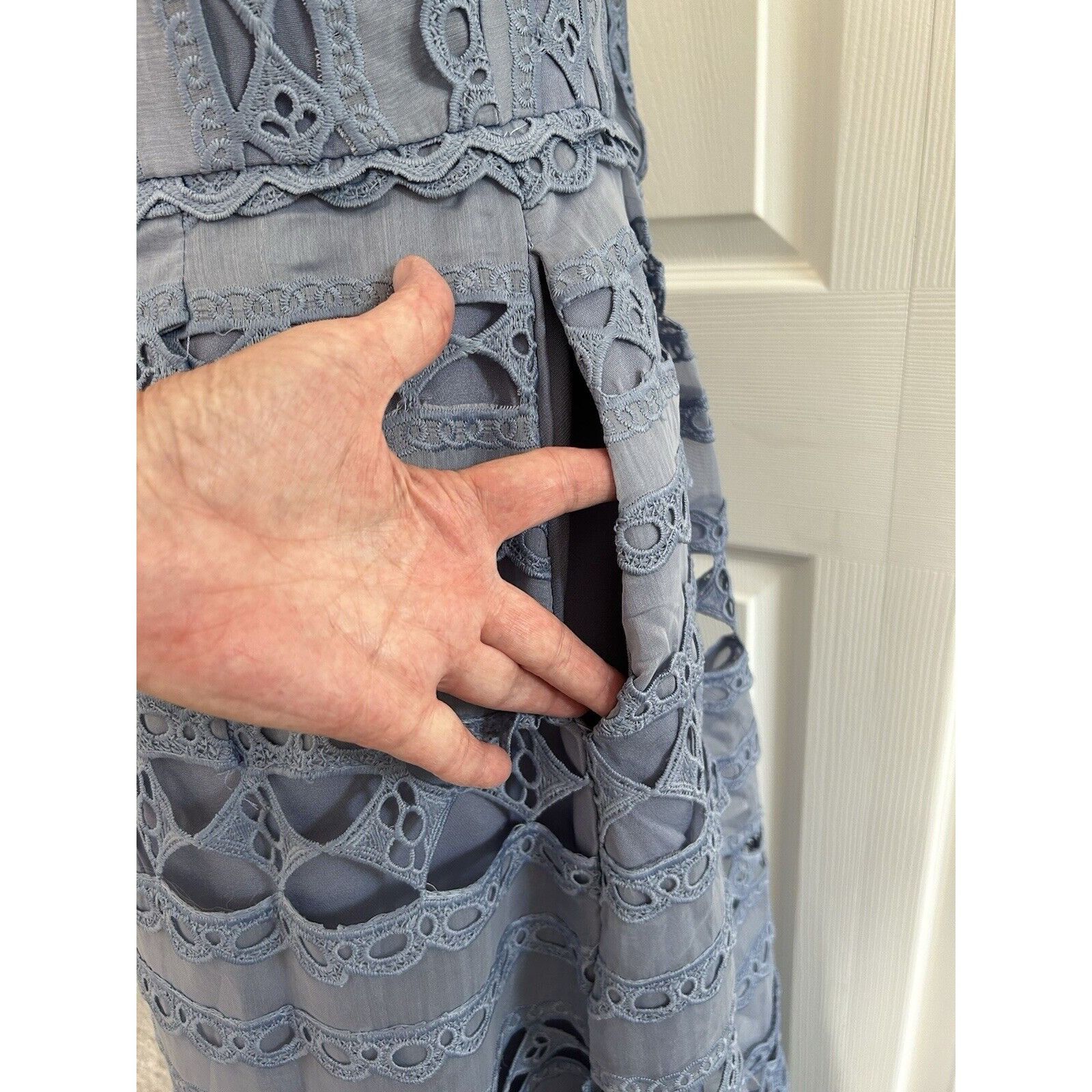 Other Endless Rose Combination Lace Spaghetti Strap Midi Dress Blu Size L / US 10 / IT 46 - 5 Thumbnail
