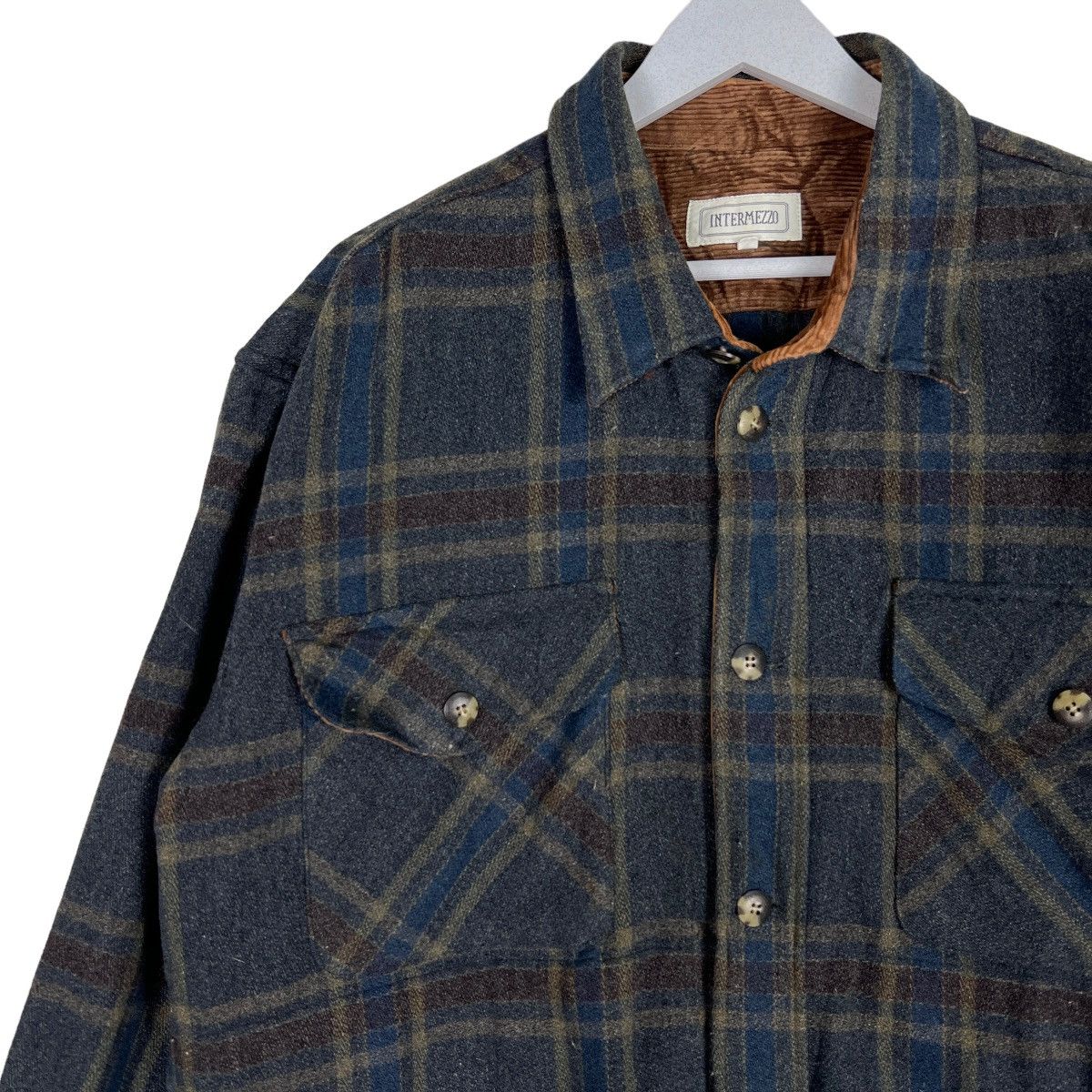 Issey Miyake 🔥 VINTAGE INTERMEZZO WOOL PLAID SHADOWS CPO JACKET Size US L / EU 52-54 / 3 - 5 Thumbnail